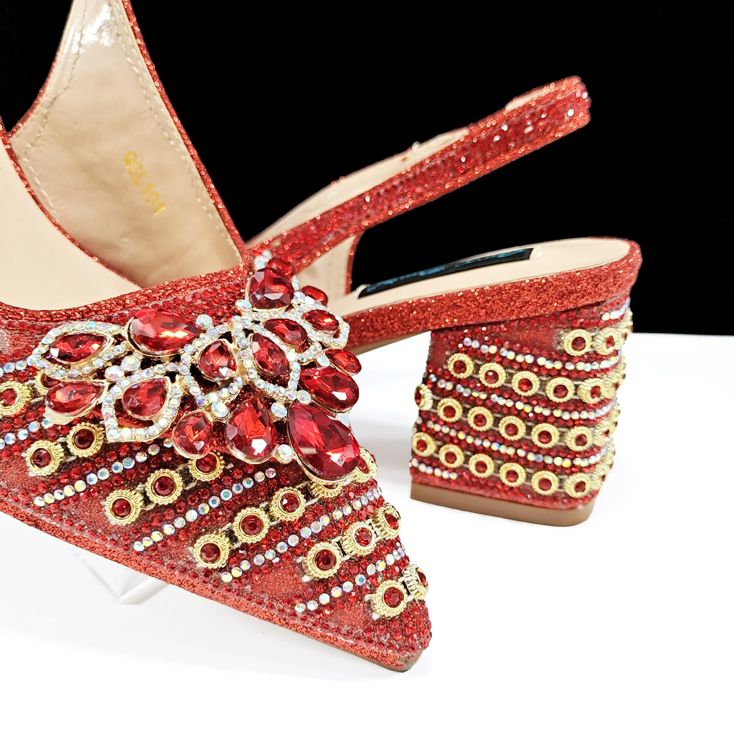 2024 Italian Design Full Rhinestone Comfortable high heel shoes And Bag Fashion Style Pointed-Toe Shoes For Women
