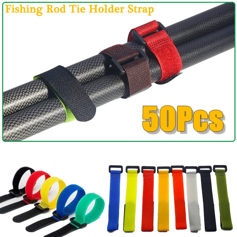 

Adjustable Reusable Fishing Rod Holder Strap Secure Fastener Hook Loop Belt for Outdoor Rod Storage Tie Tackle 1-50Pcs