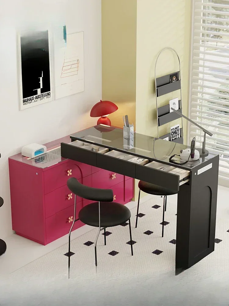 Hot selling Dressing table, jewelry cabinet, integrated double manicure table with light storage, medieval decorative tools