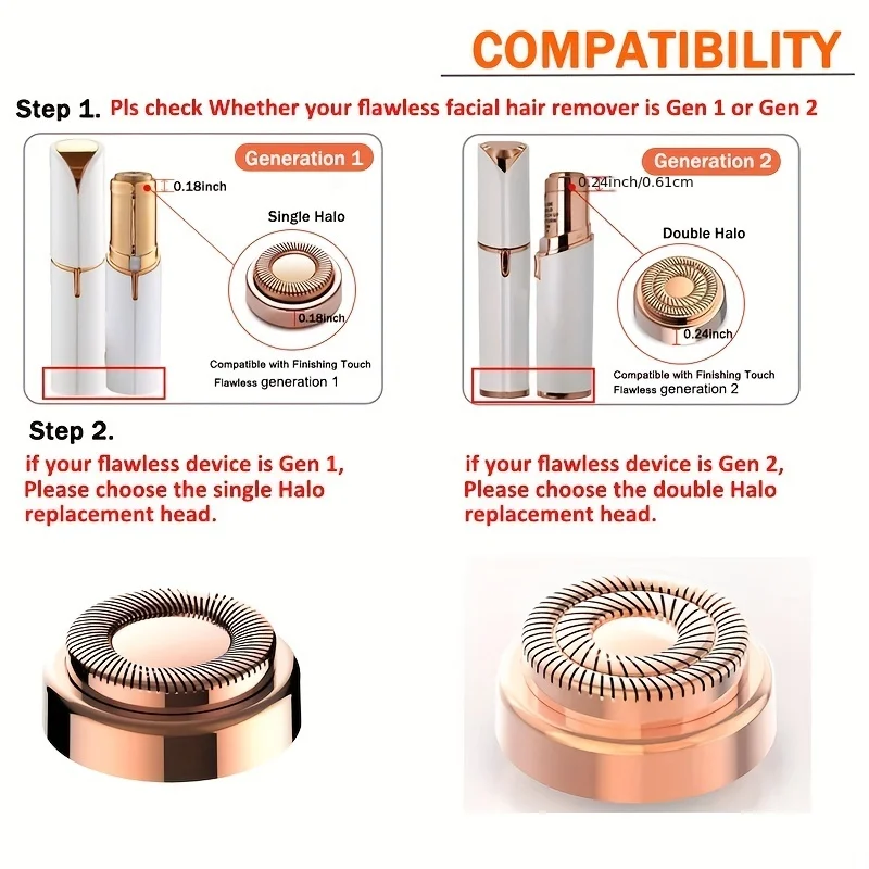 رؤوس بديلة لا تشوبه شائبة، رؤوس بديلة لإزالة شعر الوجه من الجيل 1 لإزالة شعر الوجه الخالية من العيوب