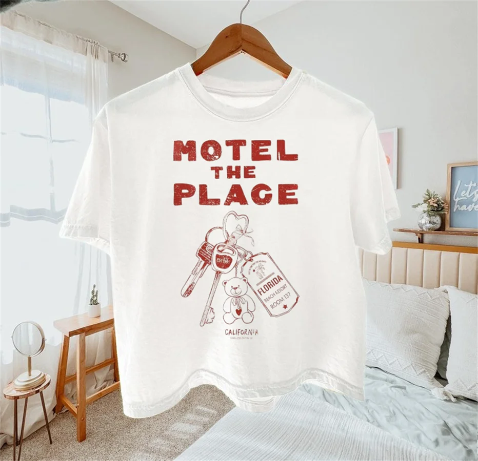 Short Sleeved Print Start Your Fresh Day Cafe Pattern Style Women's Top T-Shirt Casual Versatile Women's Cartoon Trendy T-Shirt