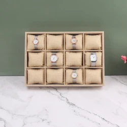High Quality Luxury Linen Jewelry Display Bracelet Watch Organizer Tray Bangle With Pillow Cushion