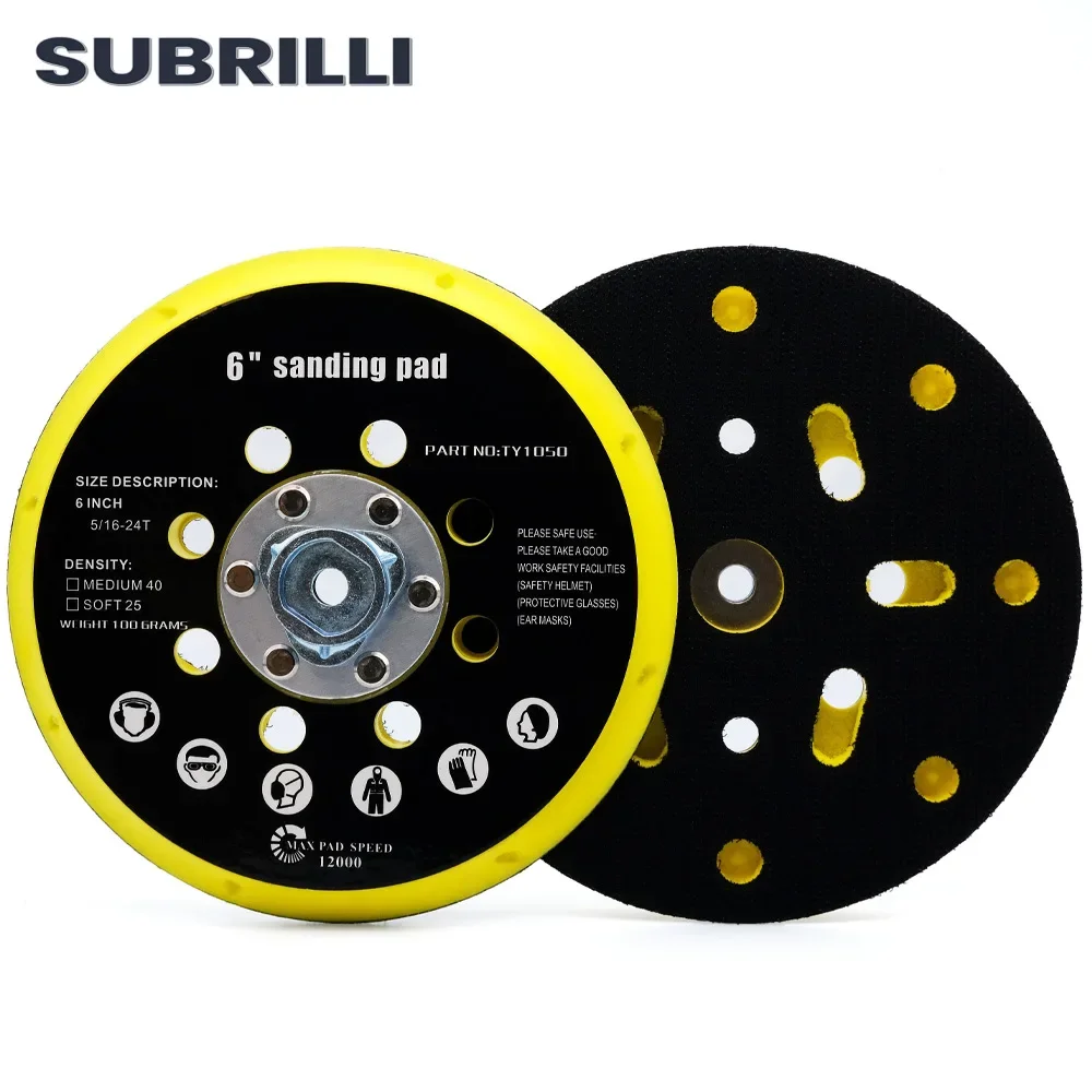 6 นิ้ว Multi-Functional Sanding แผ่นสุ่ม Orbit ขัด Sander Disc 5/16 "* 24 M8 สกรู Backer Pad
