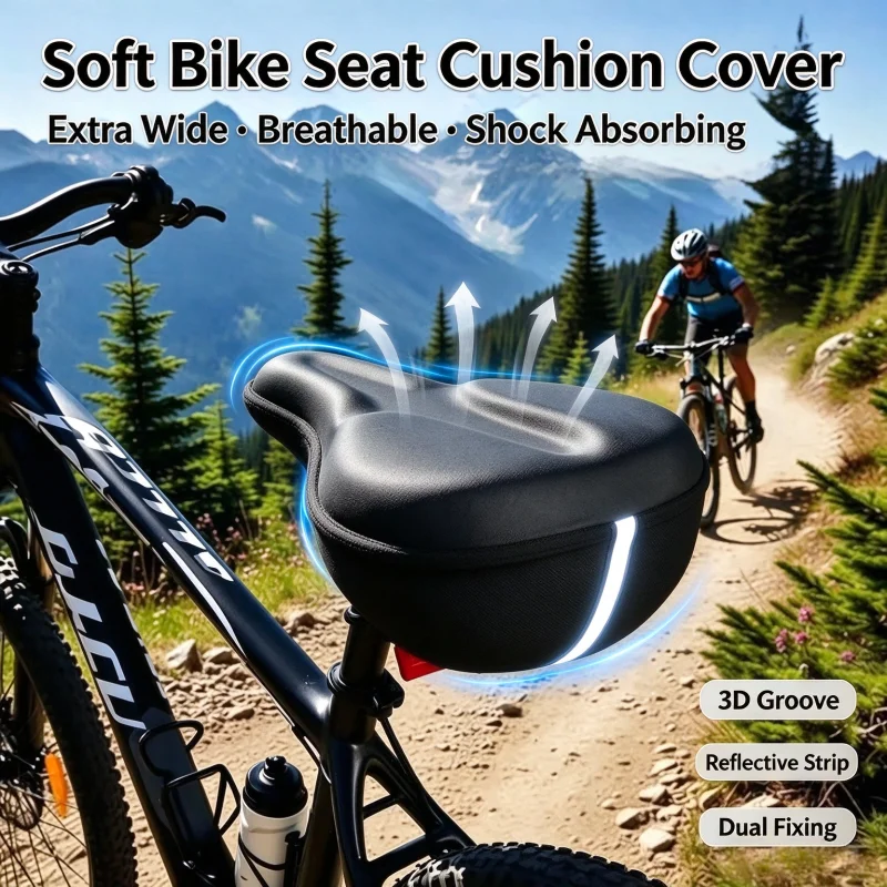 2026 Bicycle Saddle 3D Soft Cycling Seat Cover MTB Mountain Bike Thickene Sponge Pad Outdoor Breathable Cushion Bike Accessorie