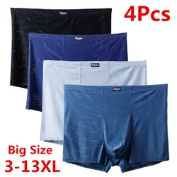 Shorts Boxer com buraco de malha para homens, cuecas sexy, calcinhas para meninos, roupas íntimas e calcinhas, plus big size, 13XL, 12XL, 11XL, 10XL, 9XL, 4 peças