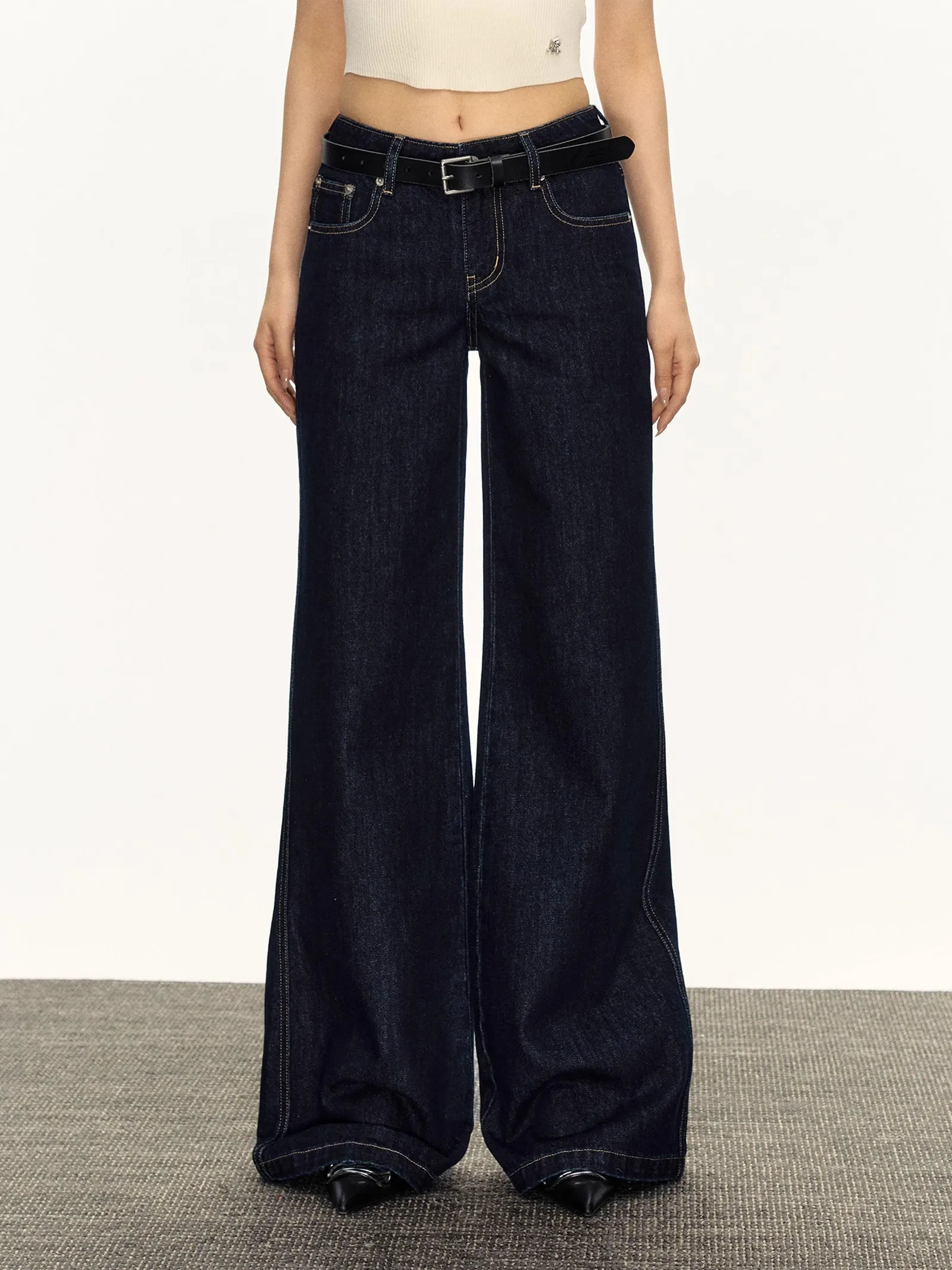 Slim Fit Flared Jeans for Women High Fashion Causal England Style Y2K Street Work Low-waisted Pants Streetwear