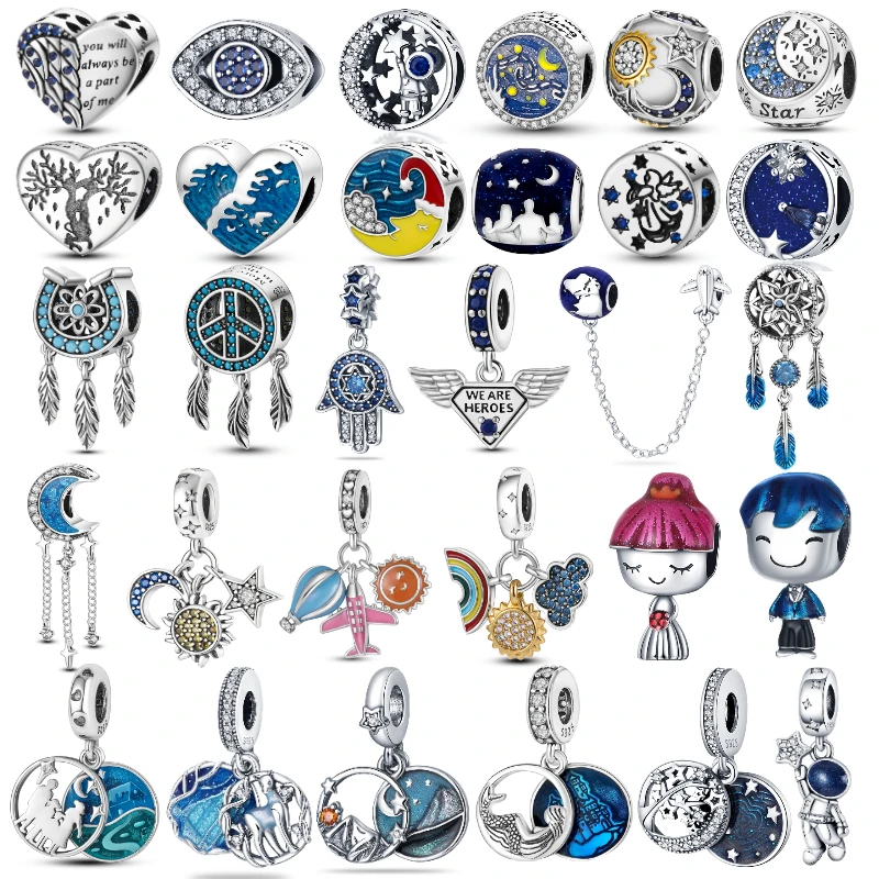 

Charms Plata De Ley 925 Delicate Blue Moon Meteor Shiny CZ Charms Fit Pandora's Original Bracelet DIY Charms for Jewelry Making