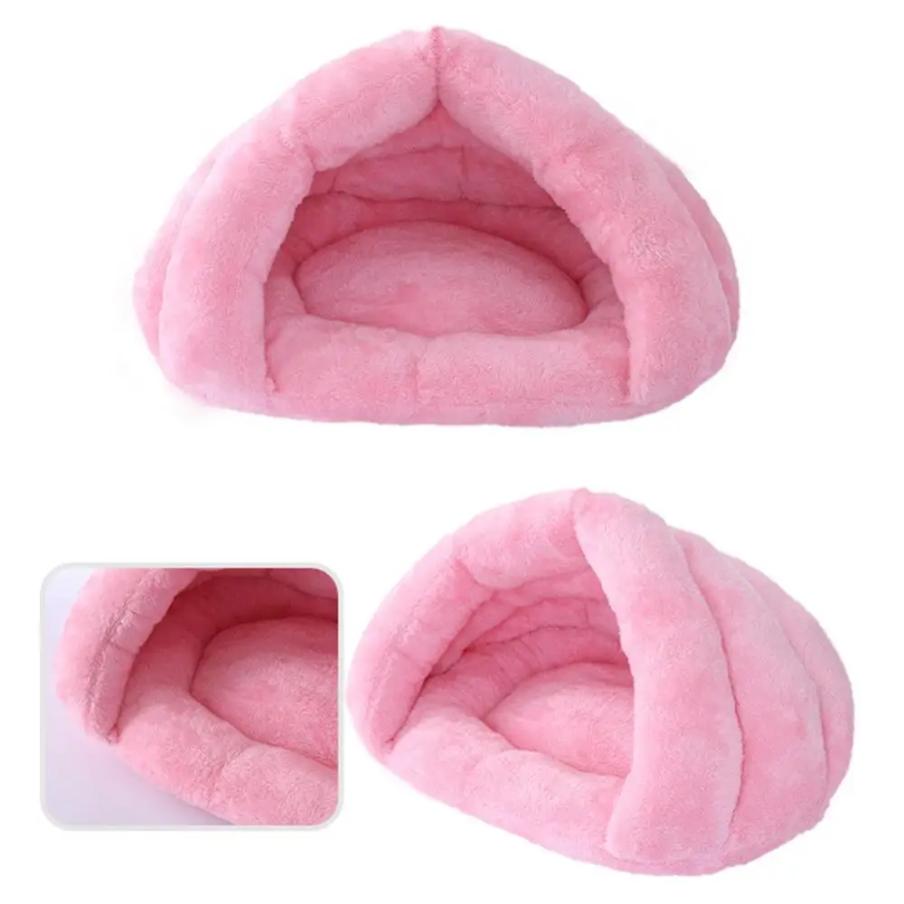 Plush Dog Cat Sleeping Bed Cave Cuddle Soft Cushion Hooded Warm Pet Supplies Warm Fleece Cat Bed Soft Kitten Nest Kennel Tent