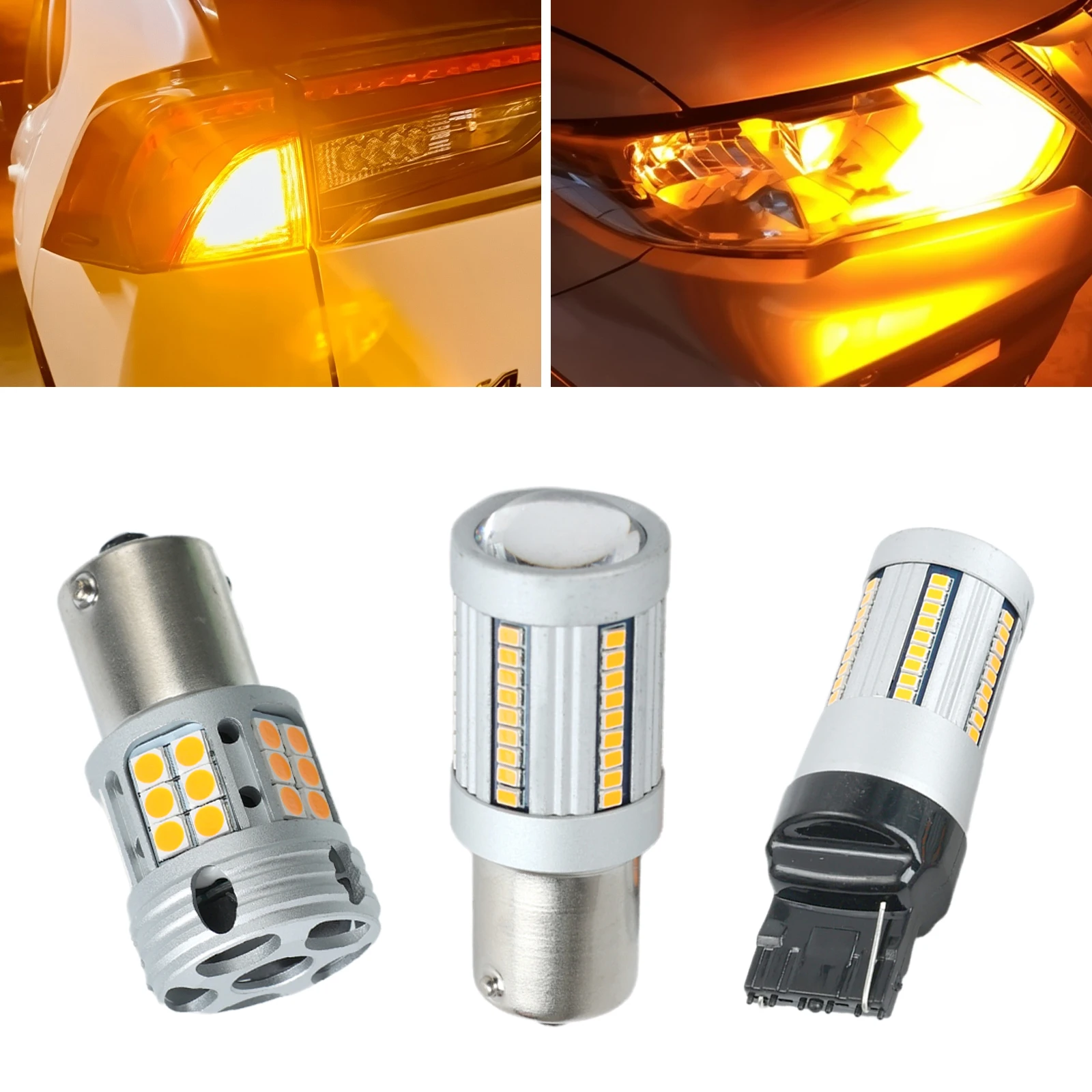 

1156 BA15S P21W BAU15S PY21W T20 7440 Светодиодная лампа Canbus, указатель поворота, без ошибок, без гипервспышки, автомобильная тормозная лампа 3030SMD