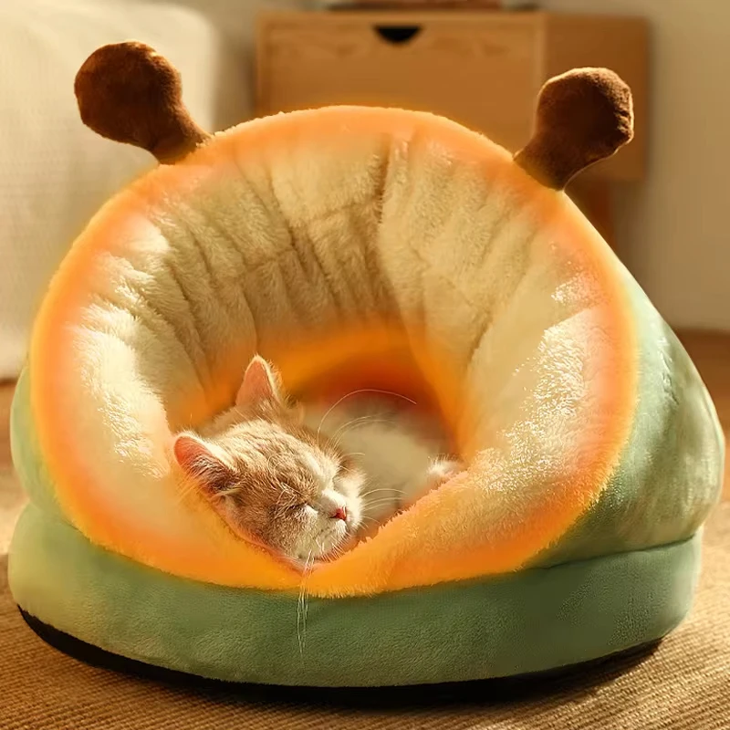 Winter Warm Cat Nest Soft Thicken Cat Bed Comfortable Pet Sleeping Bed for Puppies Cats Cozy Cats Cave Kitten House Pet Supplies