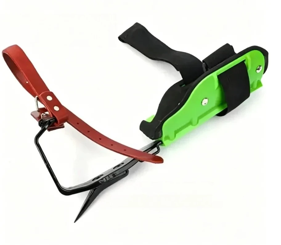 Suitable for mountaineers to cut down trees, cast steel, green plastic, climb trees upright, and climb trees with shoes