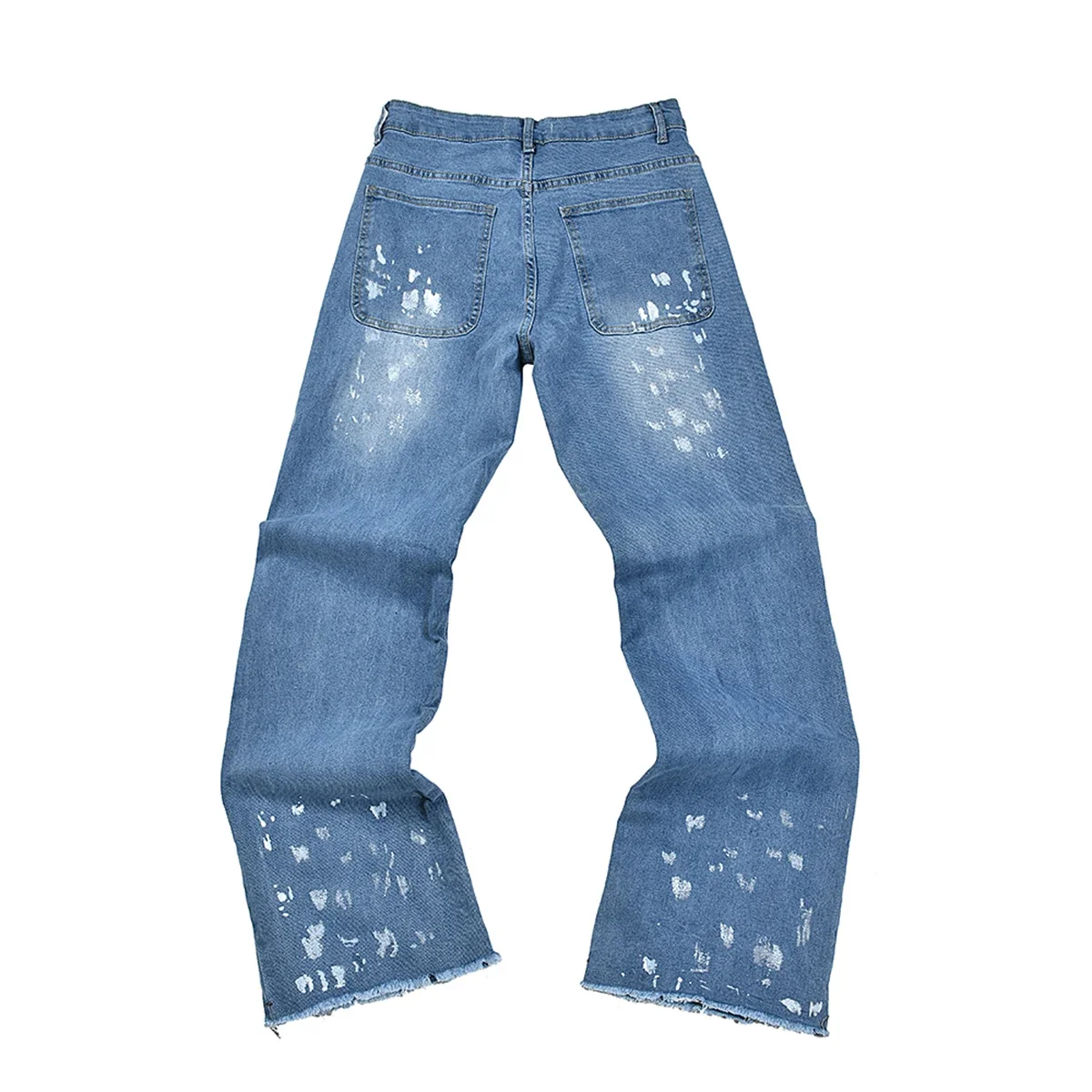 High Street Ink Painted Washed Blue Baggy Jeans for Men Straight Vintage Loose Casual Denim Pants Oversized Ropa Hombre Trousers