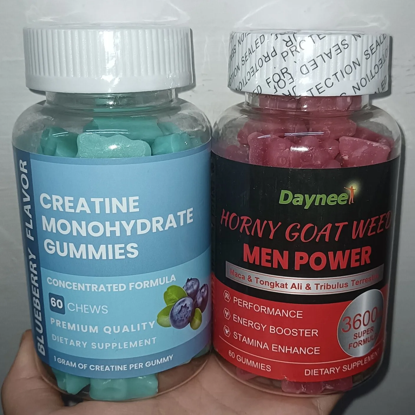 

2 bottles of one water creatine gummies+male energy gummies enhance physical strength relieve tension improve fatigue