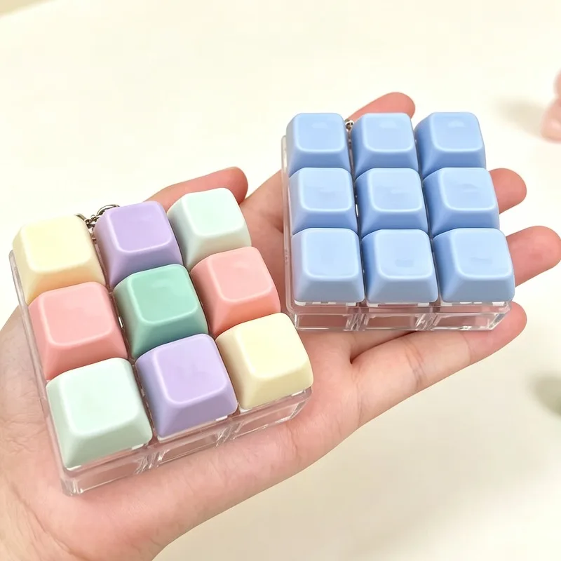 Keycap Clicker Portable Macaron Color 9-Key Keyboard Fidget Toy Finger Pinch Mini Pendant ASMR Stress Relief Keyboard Keychain view 6