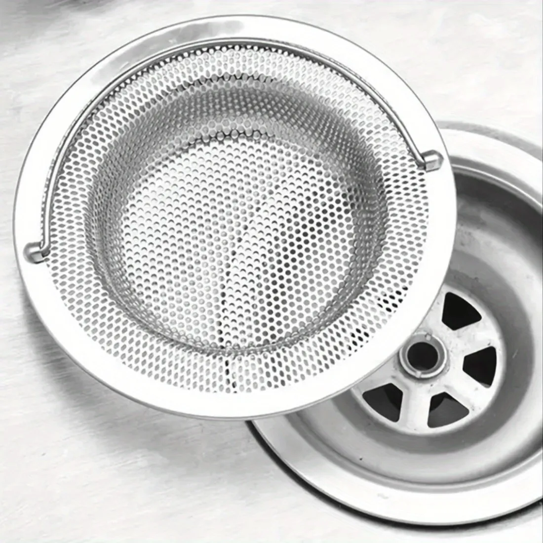

2Pcs Rustproof Stainless Steel Sink Strainer Anti-Clog Drain Filter Basket Durable Drain Stopper with Drip Tray Effectively Block Food Residue for Kitchen Vegetable Basin and Bathroom Drain Protection
