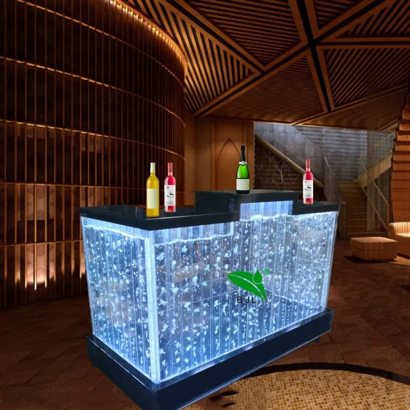 

Custom. customized restaurant bar furniture LED light up aquarium dancing water fountain bubble wall bar counter table