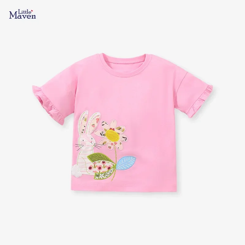 Cute children's T-shirt girls summer short-sleeved middle and small children girls round neck cotton blouse short-sleeved