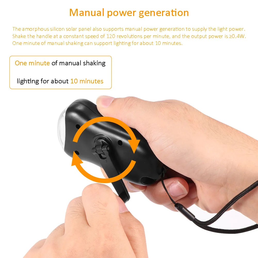 3 LED Hand Pressing Dynamo Crank Power Wind Up Flashlight Torch Light Hand Press Crank Camping Lamp Light