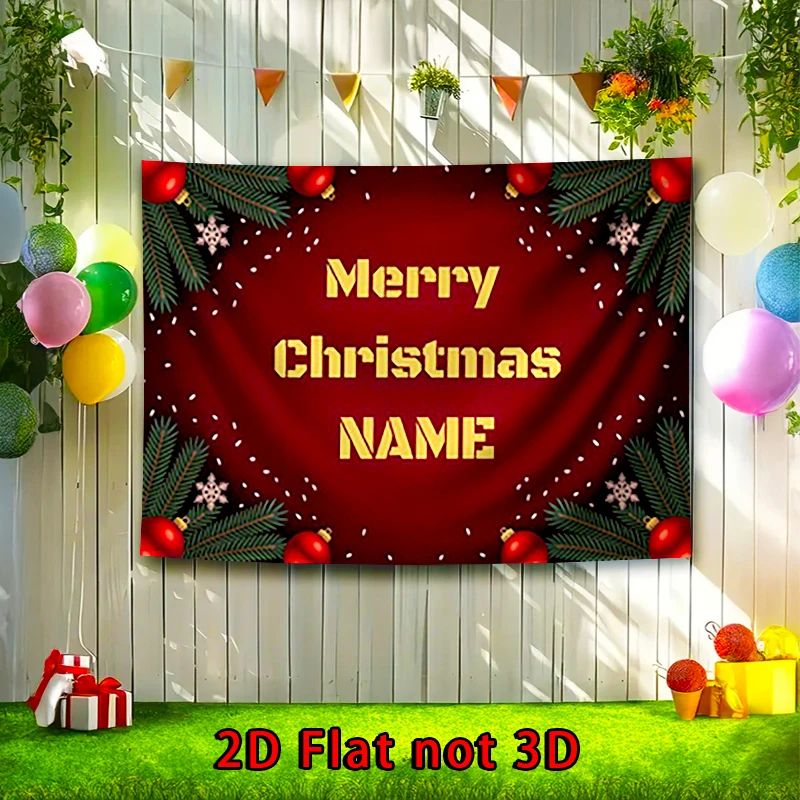 Плоский 2D-баннер, 1 шт., персонализированная настройка имени - редактируемый текст, для различных вечеринок, полиэстеровый баннер 90,5x70,8 дюйма