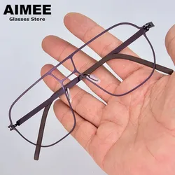 Germany Brand Oversize Eyeglasses Men Pilot Double-Beam Ultralight Glasses Frame No Fade Women Blue Light Spectacles Frames Hugo