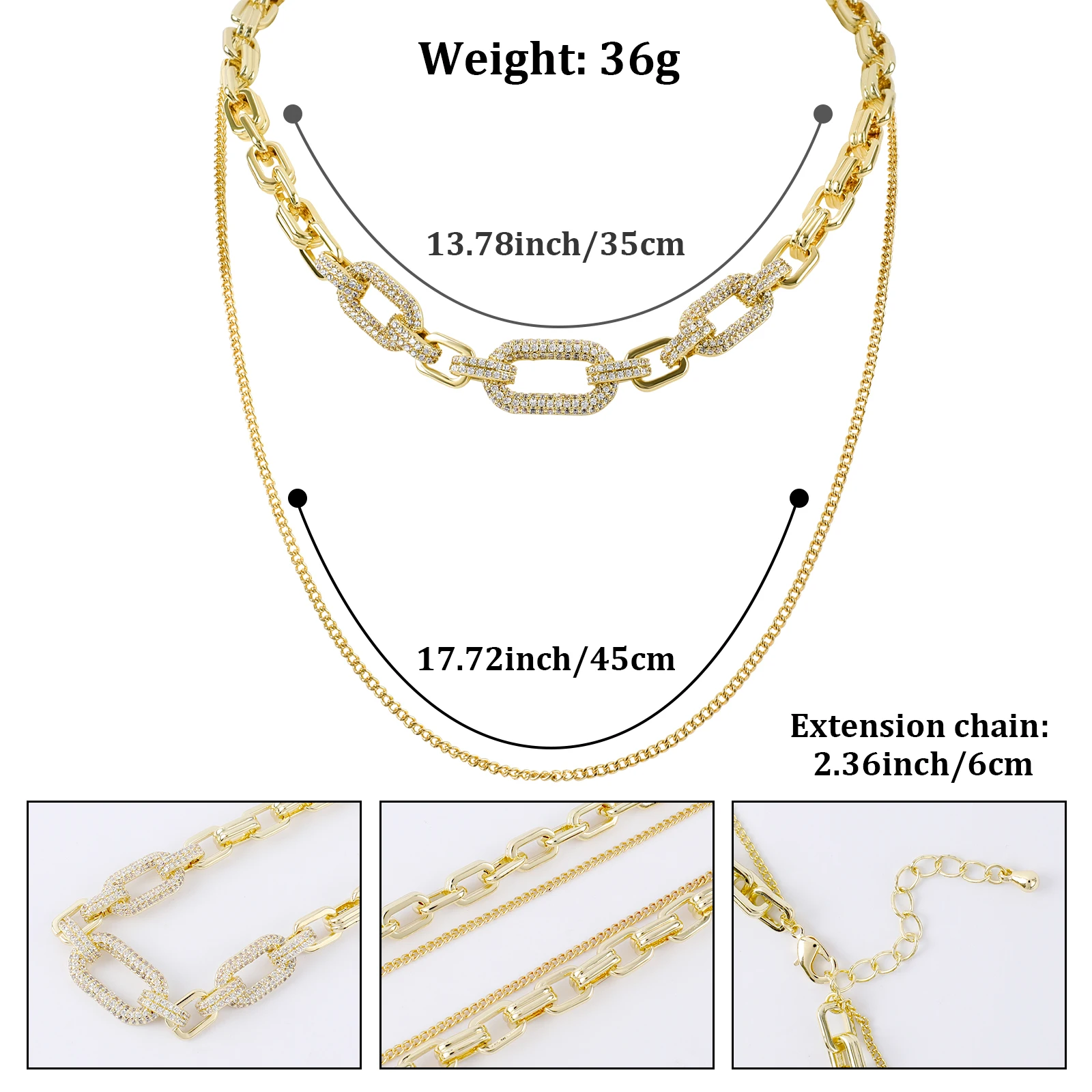 Chicgrowth Double Chain Necklace for Women Fashion Jewelry for Ladies Girls Trendy Jewellery Women Gold-color Chokers Necklaces