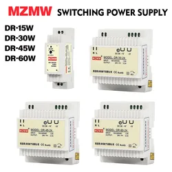 15W 30W 45W 60W Industrial Din Rail Switching Power Supply Input 100-240V AC/DC 5V 12V 15V 24V Light Transformer DR-15 DR-60