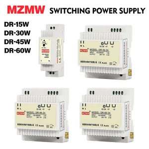Fonte de alimentação industrial do interruptor do trilho do ruído, transformador claro, 15W, 30W, 45W, 60W, entrada 100-240V, CA, CC 5V, 12V, 15V, 24V, DR-60 8 principais vendas fonte chaveada dupla - №3
