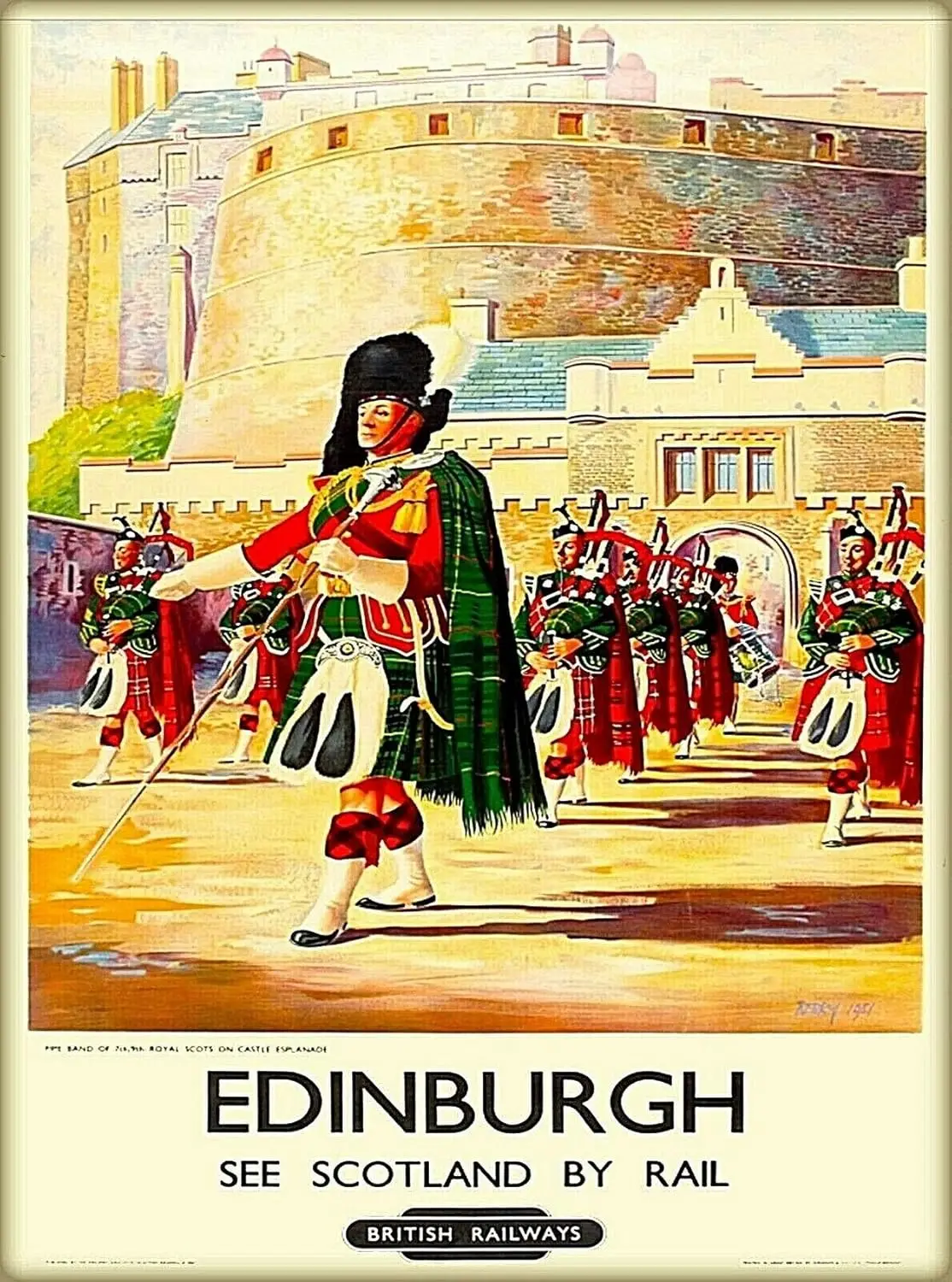 Metal Sign Wall Plaque Edinburgh See Scotland Guards Vintage Railroad Travel Advertisement Retro Decor House Home Metal Poster T