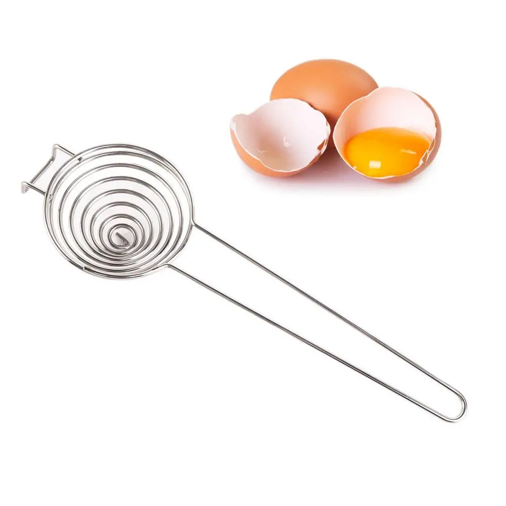 

Cooking Chef Kitchen Stainless Steel Divider Tool Long Handle Filter Egg Yolk White Separator Sieve Egg Extractor