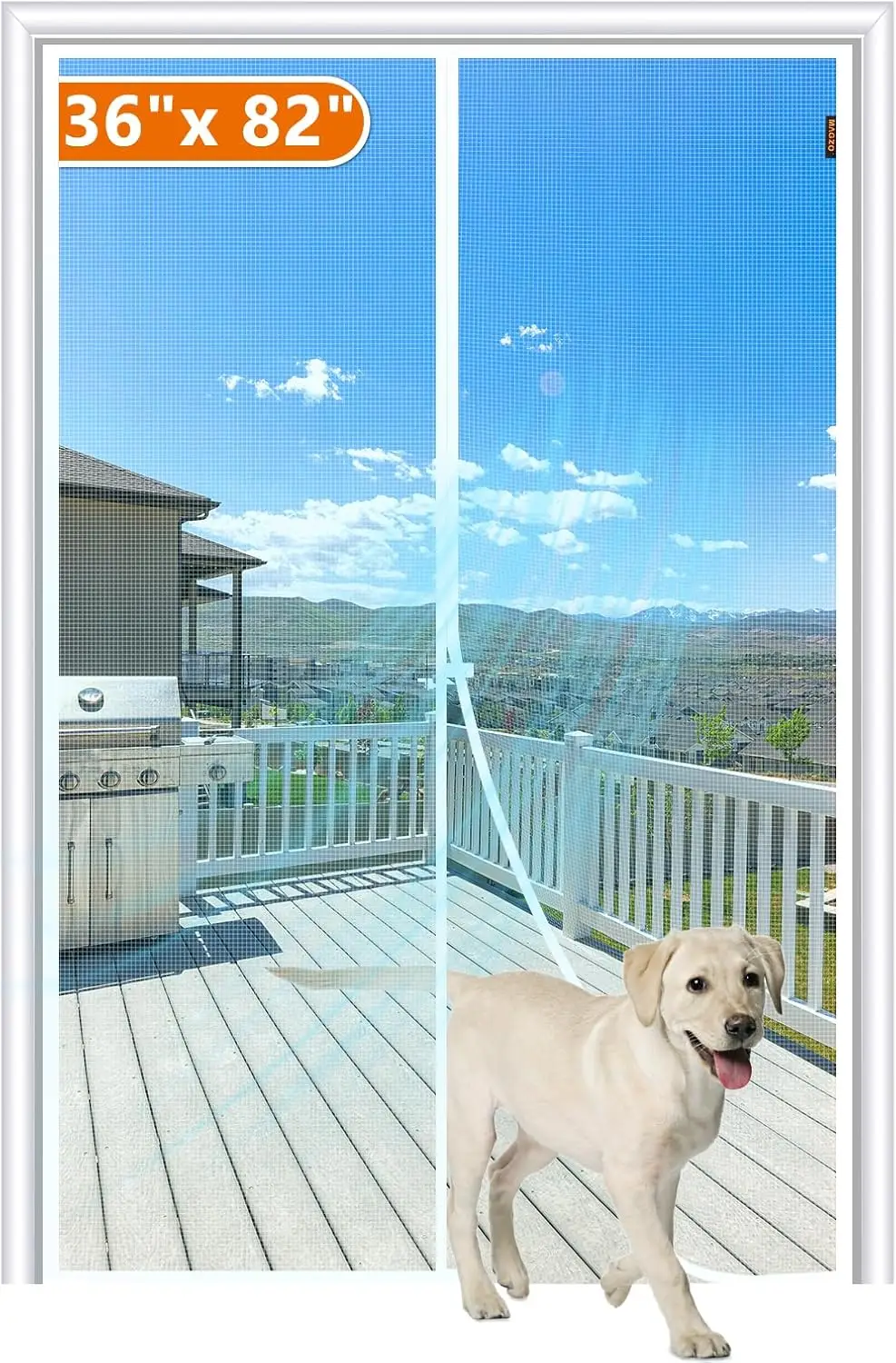 

Magnetic Screen Door Fit Door Size 36 x 82 Inch, Screen Size 38" x 83" Strong Magnet Door Mesh with Reinforced Hook & Loop fo