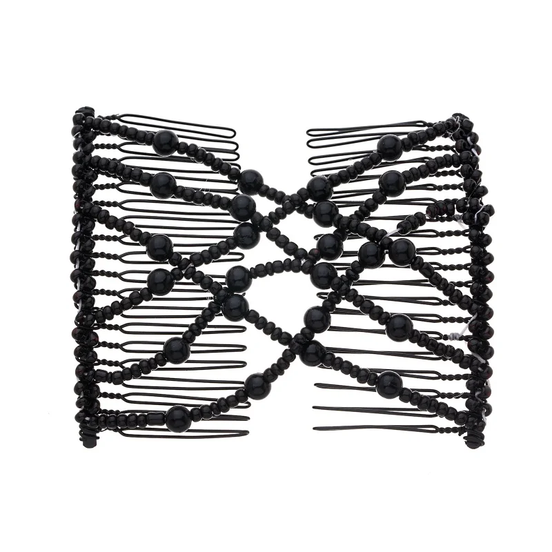 1 قطعة النساء DIY بها بنفسك الشعر مطرز مرونة مشبك شعر دبوس الشعر ماجيك مزدوجة أمشاط حتى دو تصفيفة الشعر كعكة صانع تصفيف أداة ذيل حصان Hairdo