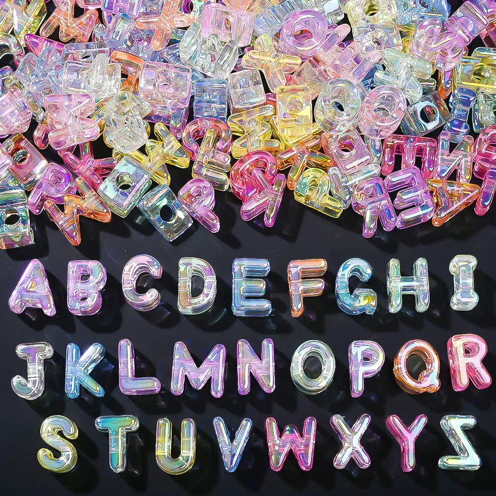20/50 Stück Bunte Acryl-Alphabetperlen mit Großem Loch, Lose Buchstabenperlen für DIY Schmuckherstellung, Armbänder, Halsketten, Schlüsselanhänger, Bastelarbeiten – Detail 2