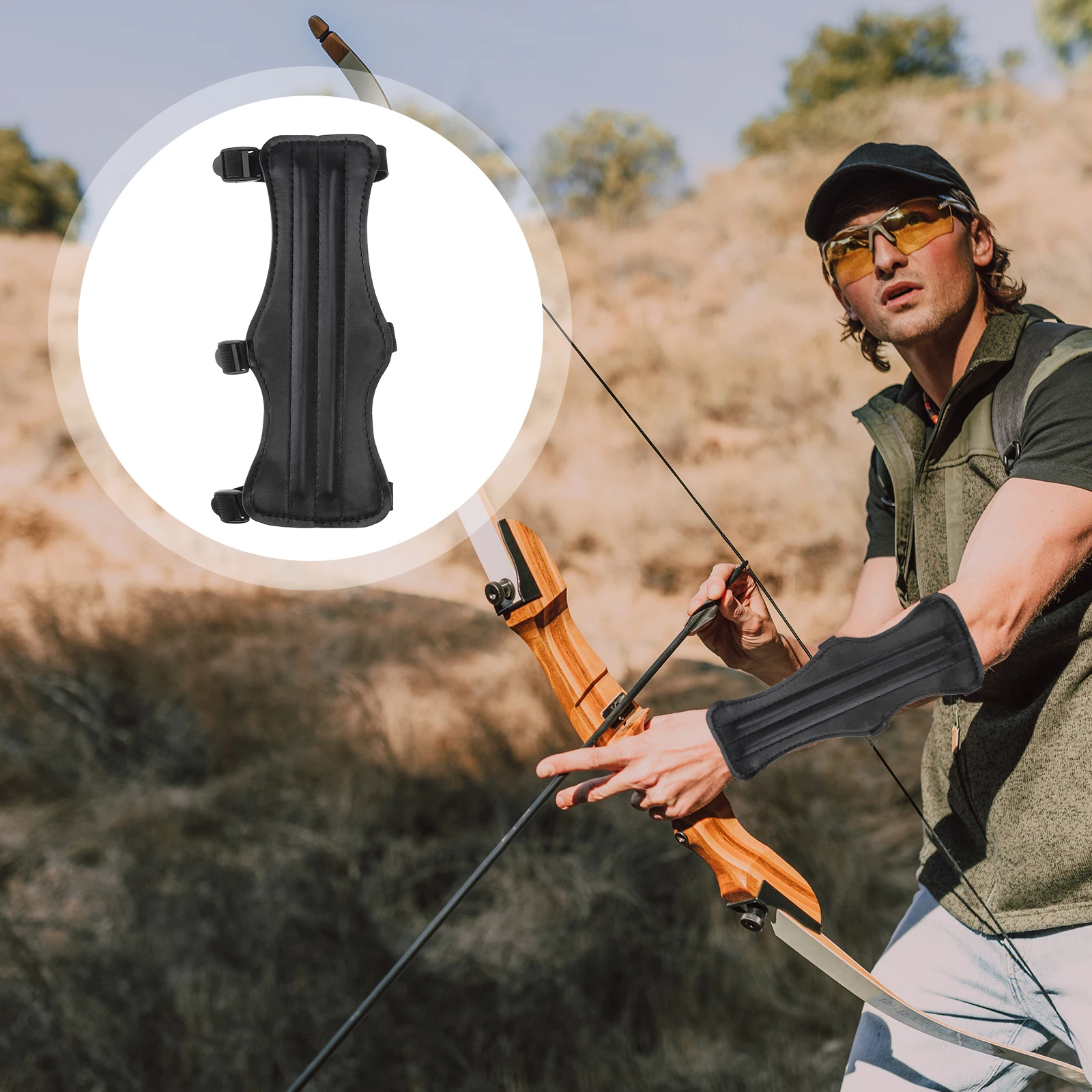 

Premium Cow Archery Arm Guard Protective Gear Breathable Comfortable Adjustable Triple Buckle Strap Universal Fit For