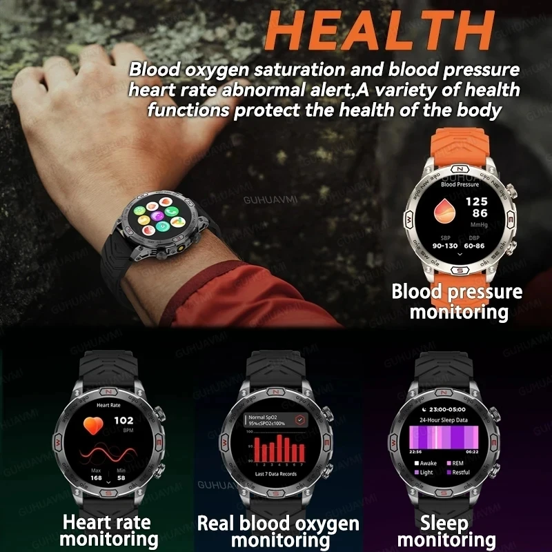 2024 New Outdoor Military GPS Smart Watch Men AMOLED HD Screen Heart Rate IP68 Waterproof Sport Smart Watches For Huawei Xiaomi