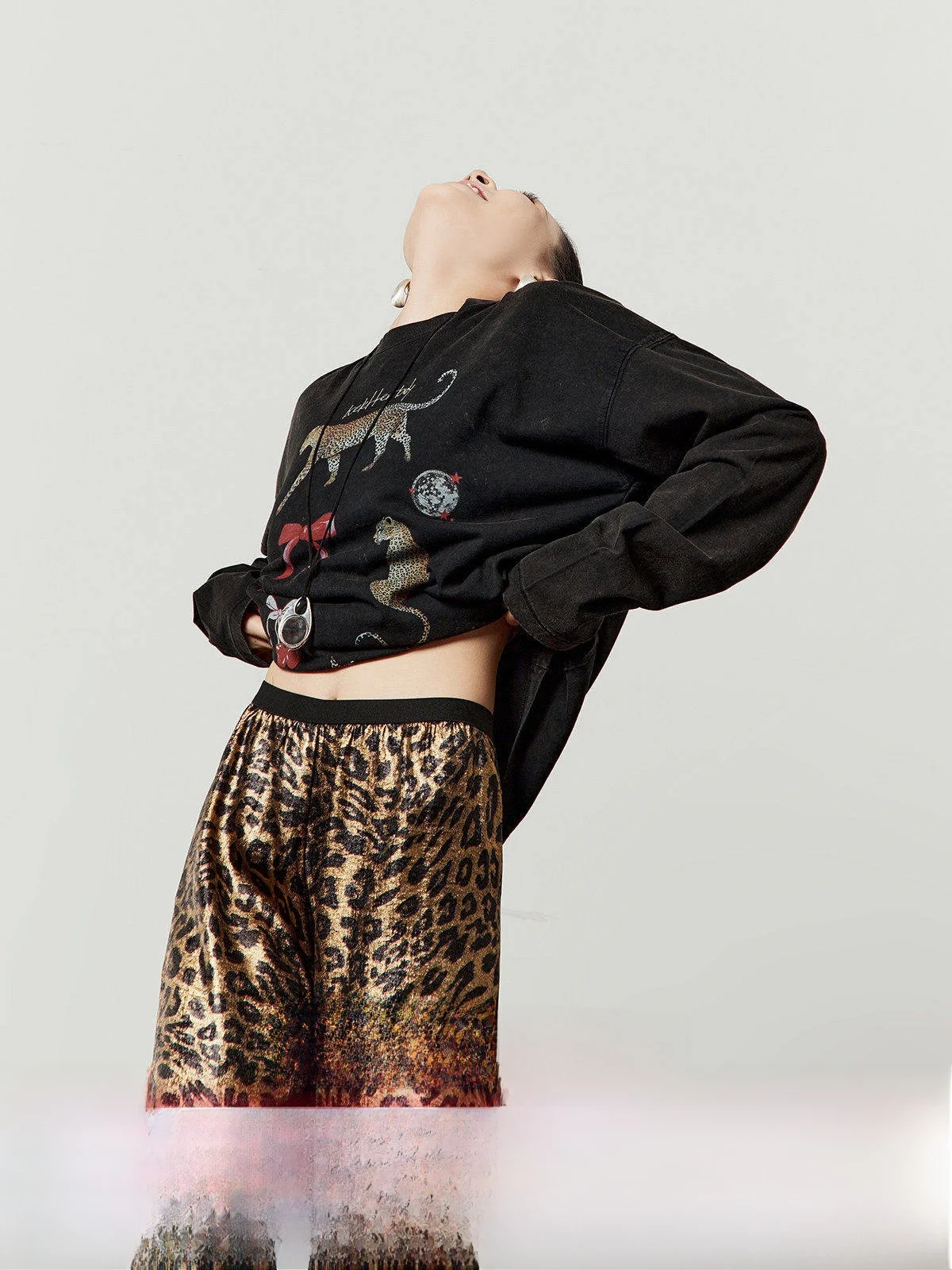 

Bla Long Sve T-irt Women's Loose Fit Laser Ball Print Casual Sle Autumn New Arrival Faion Ladies' round Ne Top