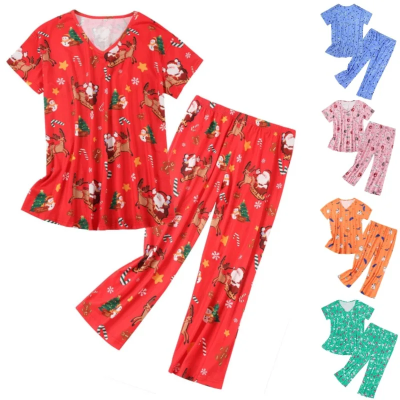 

New 2025 Comfortable Floral Print Spwear Set Women's Two-Piece Home Clothes Set Soft Breathable Spwear Pants And Nightgown