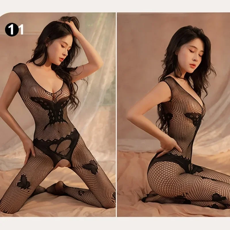 Hot Sexy Bodystocking Open Crotch Fetish Porno Sexi Women Crochless Teddy Lingerie Bodysuit Sexy Erotic Underwear Baby Doll