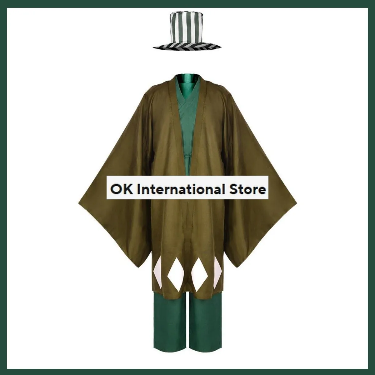 Disfraz de Cosplay de Anime BLEACH Urahara Kisuke para hombre y mujer, peluca japonesa, Kimono verde, capa, traje de Carnaval de Halloween