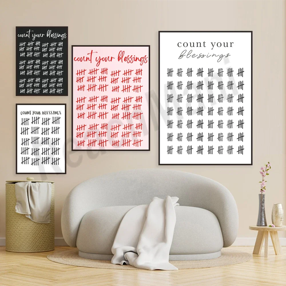 Count your blessings printables, gratitude posters, hash mark art, pound art, motivational poster wall art for fall home decor