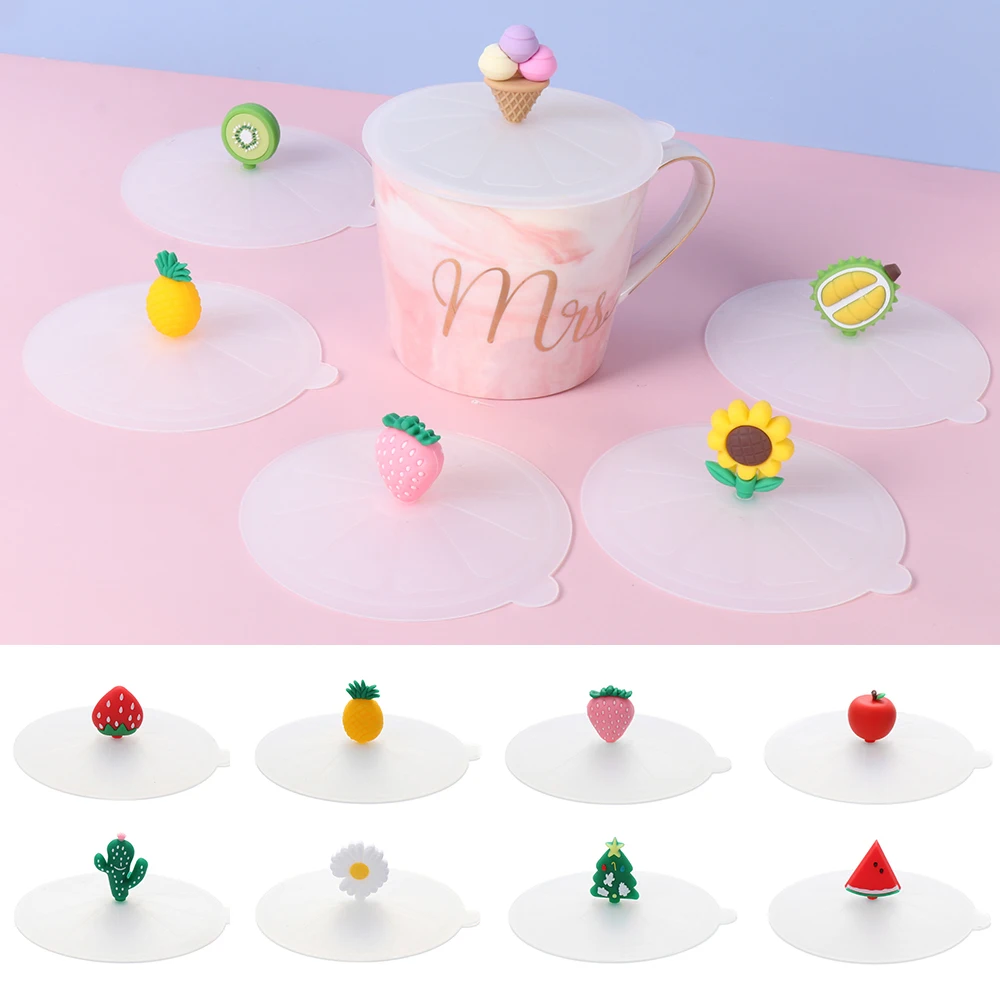 Cute Cap Reusable Dustproof Leakproof Silicone Cup Cover Suction Cup Cover