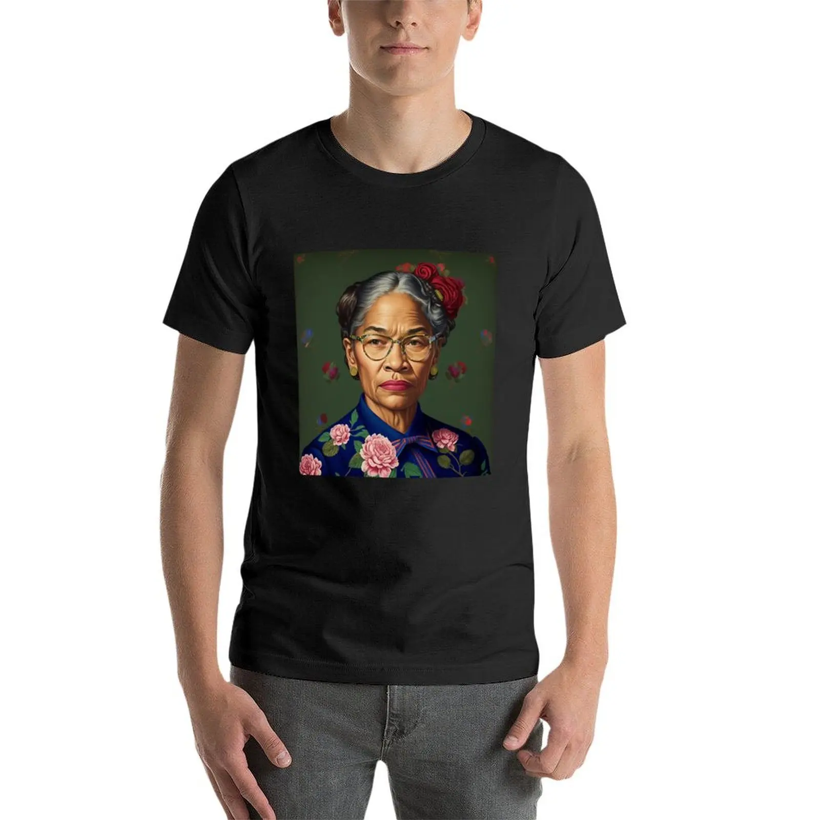 تي شيرت Portait of Rosa Parks من Kehinde Wiley تي شيرت بمقاس كبير ورسومات ملابس جمالية حزمة قمصان رجالي
