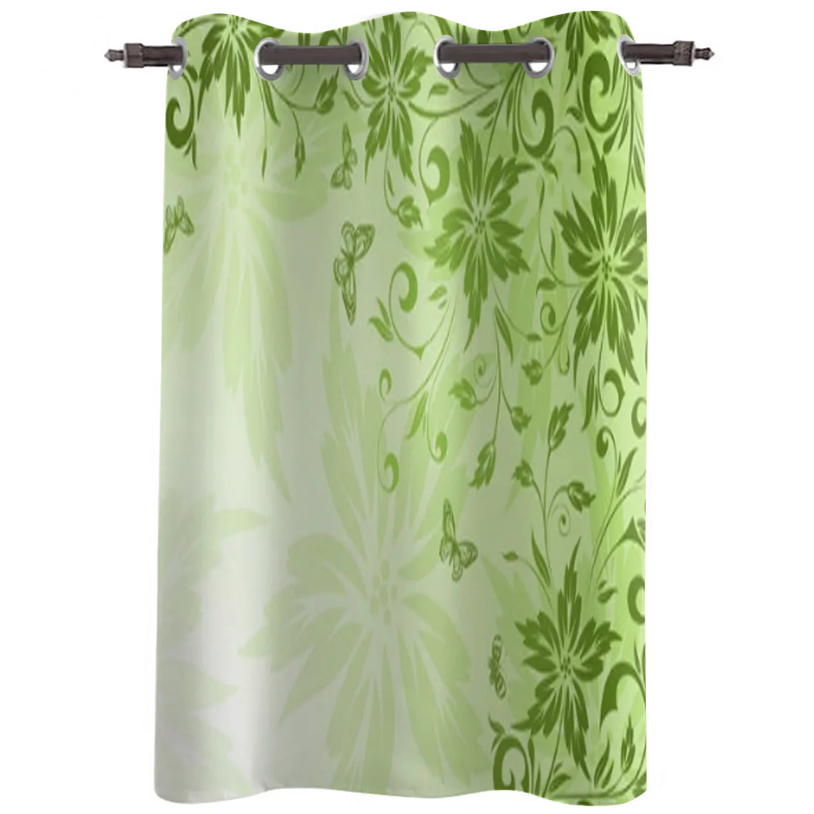 Flower Pattern Green Vine Window Treatment Curtain for Living Room Hotel Fashion Home Decor Printed Bedroom Valance Drapes