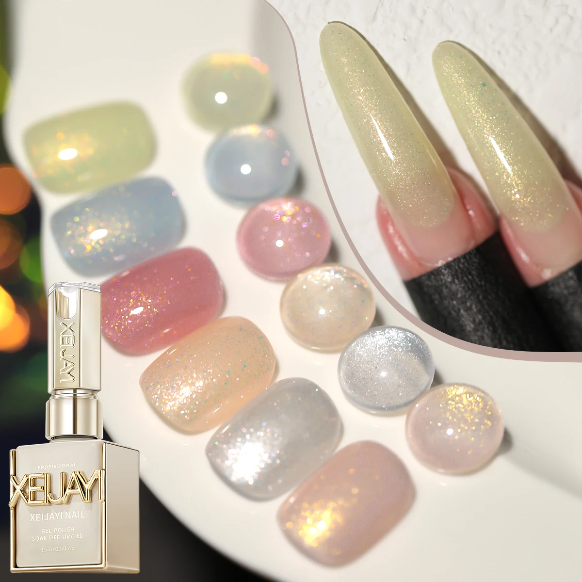 

XEIJAYI 6 шт. 15 мл набор гель-лаков для ногтей, УФ-светодиодный замачиваемый гель для ногтей, полупостоянный, качественный гель для дизайна ногтей DIY в салоне на весну