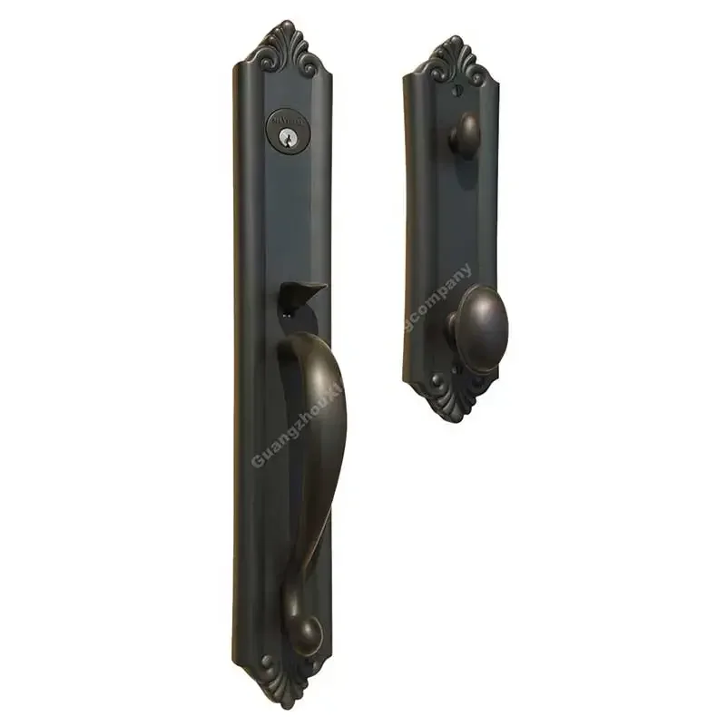 

Sunnysky Classic Vintage Luxury Door Lock Handle European Style Double Opening for Front Wrought Iron for Villa or Apartment