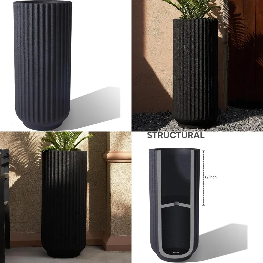 

Large Tall Round Concrete Planter 31.5 Inch Tall with Drainage Holes, Durable for All-Weather Use, 14.2 Diameter x 36 Pounds