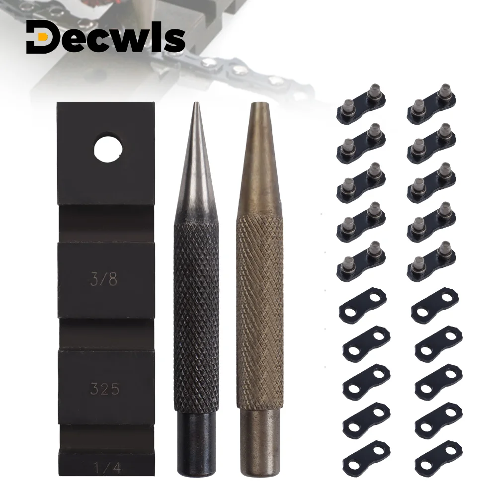3PCS Chainsaw Chain Repair Kit + 10 Sets 0.325'' Joiner Link Professional Chainsaw Mending Tool Portable Fast Fix and Rivet Tool