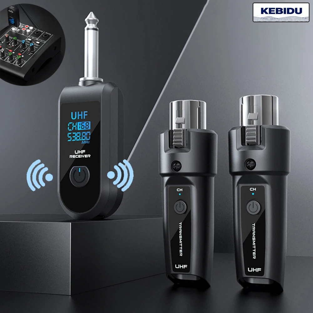 Wireless Microphone Converter XLR Transmitter and Receiver Wireless System Signal Adapter for Audio Mixer Dynamic Mic Guitar