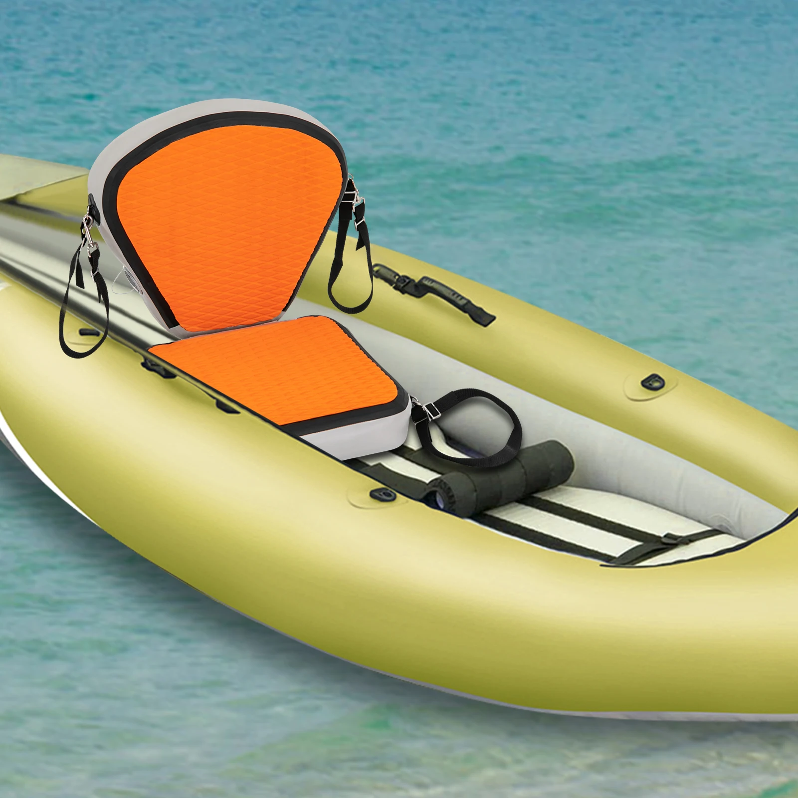 

Thicken Padded Kayak Seat with 304 Stainless Steel Hooks and Inflatable Valve Cover Suitable for Kayaking, Canoeing, Drifting