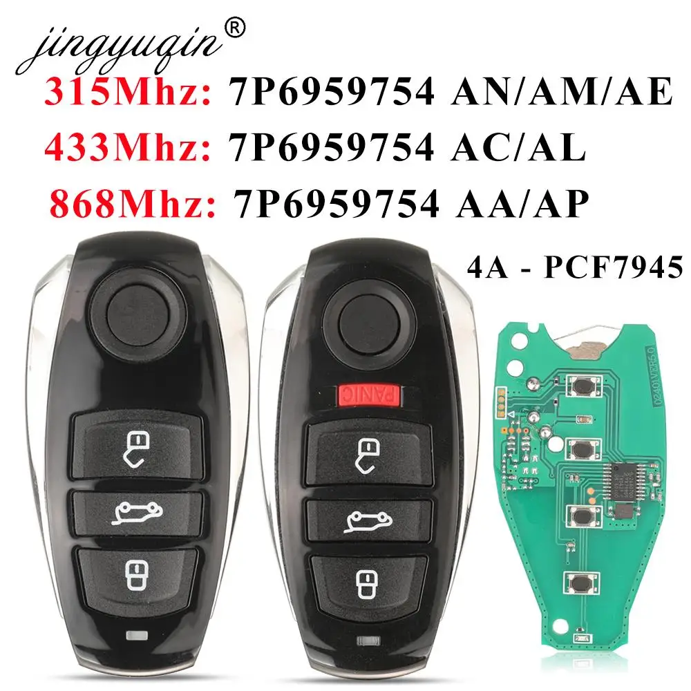 jingyuqin for VW Volkswagen Touareg 2010-2014 HitagCVGA PCF7945AC Chip 315Mhz 433Mhz 868Mhz Smart Remote Car Key Fob 3/4 Buttons