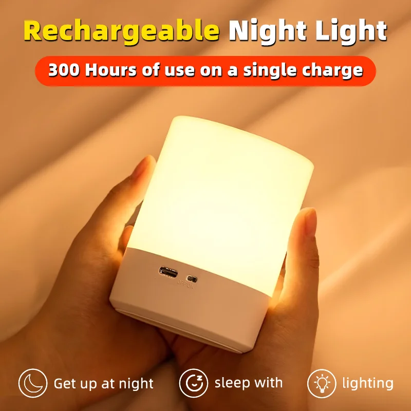 Touch Led Night Light lampada da notte ricaricabile lampada da tavolo Usb 3 colori lampada da letto con regolazione continua per la lettura della